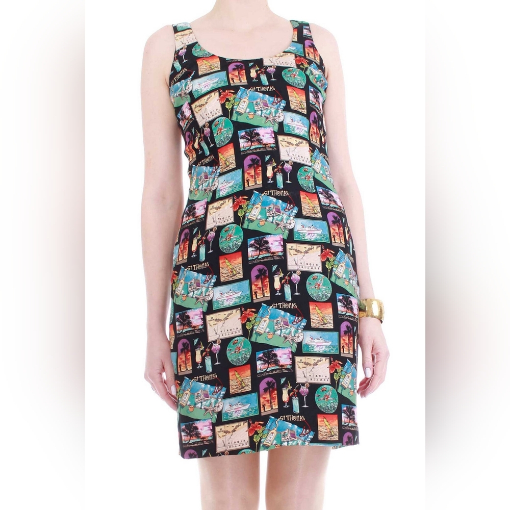 Vintage Nicole Miller silk vacation novelty dress